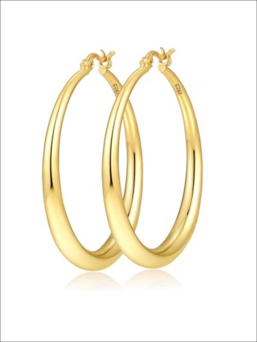 14k Gold Plated Chunky Hoop Earrings Hypoallergenic Lightweight Women